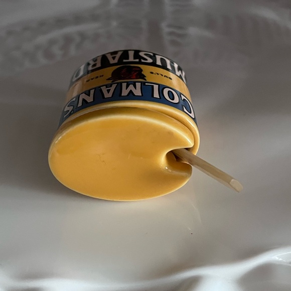 Vintage Ceramic Colman's Mustard Penny Pot with Mustard Spoon - Picture 6 of 11